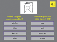 Aufgabenbild Therapiemodul Semantik: Merkmalsanalyse (Verben, Adjektive)